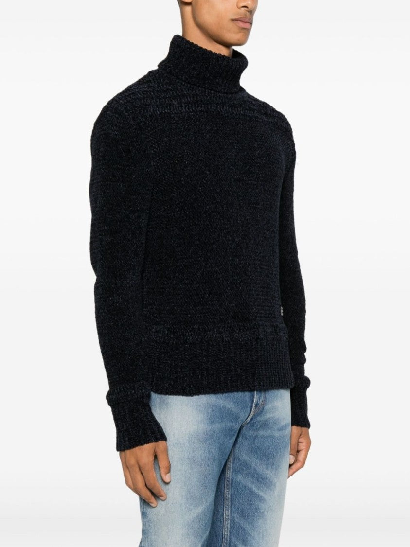Givenchy Midnight Blue Chenille Roll Neck Sweater