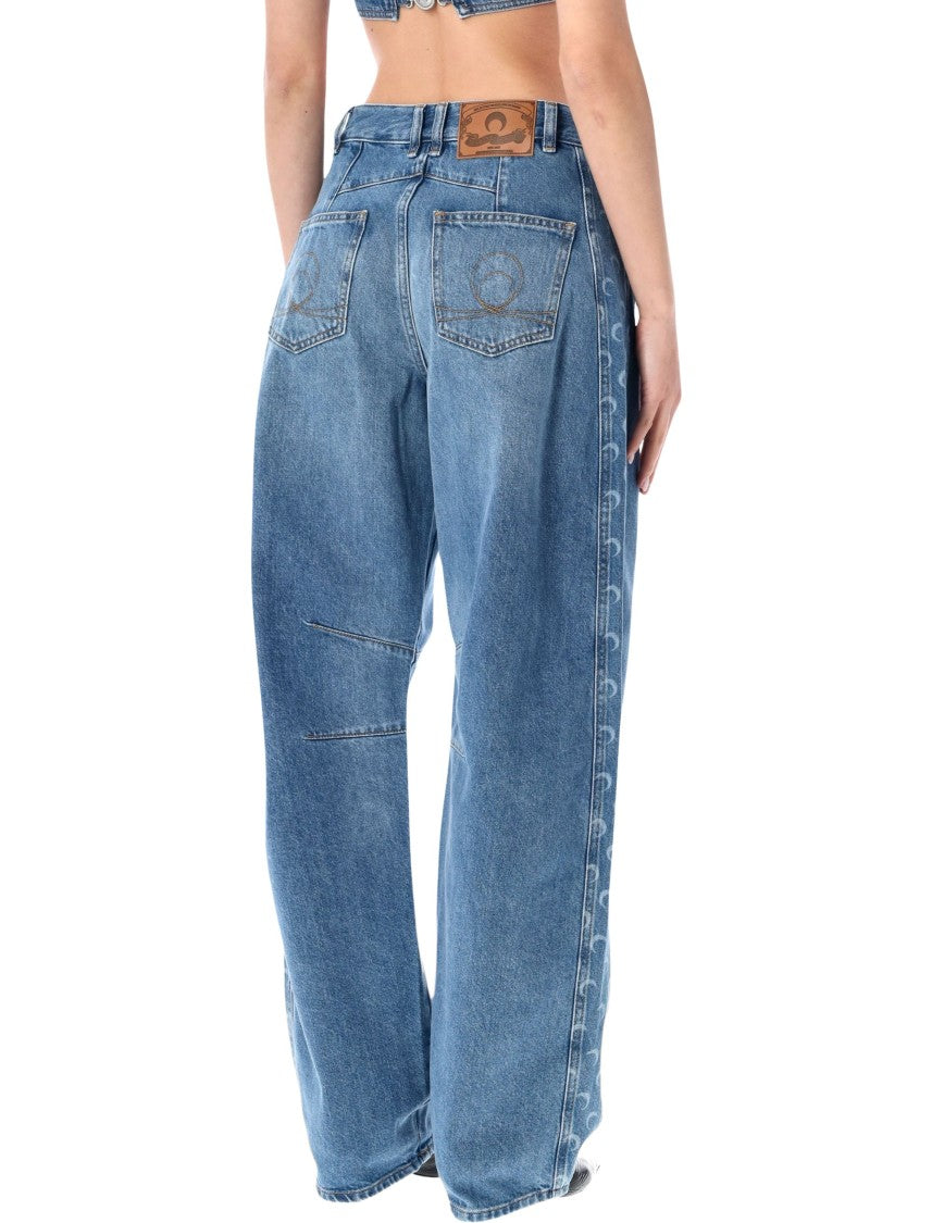 Marine Serre Baggy Denim Moon Insert Jeans