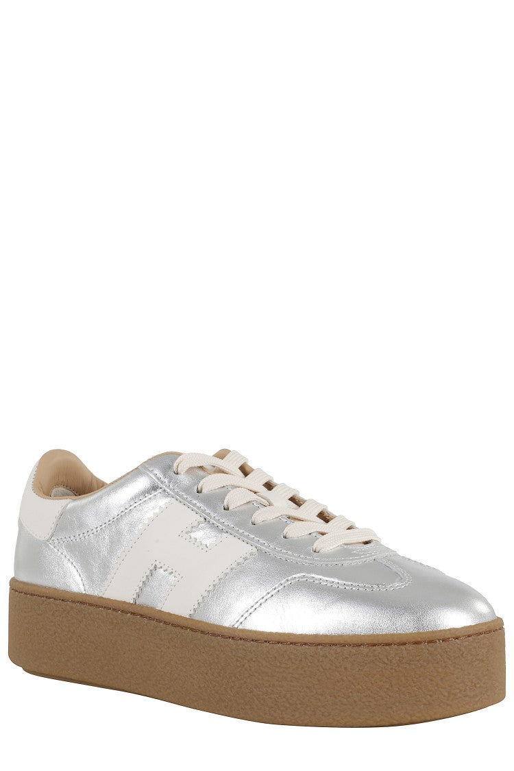 Hogan Silver Hogan H681 Sneakers With Contrasting Leather Details