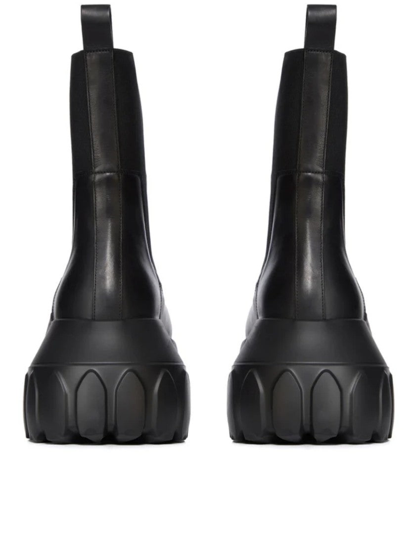 Rick Owens Chunky Black Ankle Boots With Oversized Sole And Utility Design