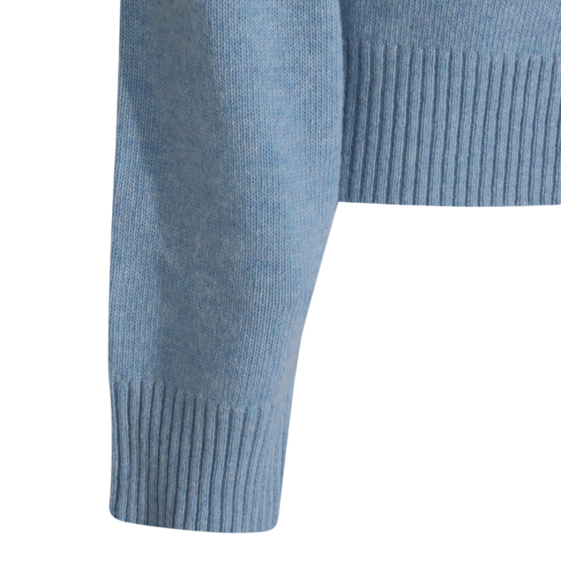 Ganni Light Blue Knit Sweater With Floral Graphic Design