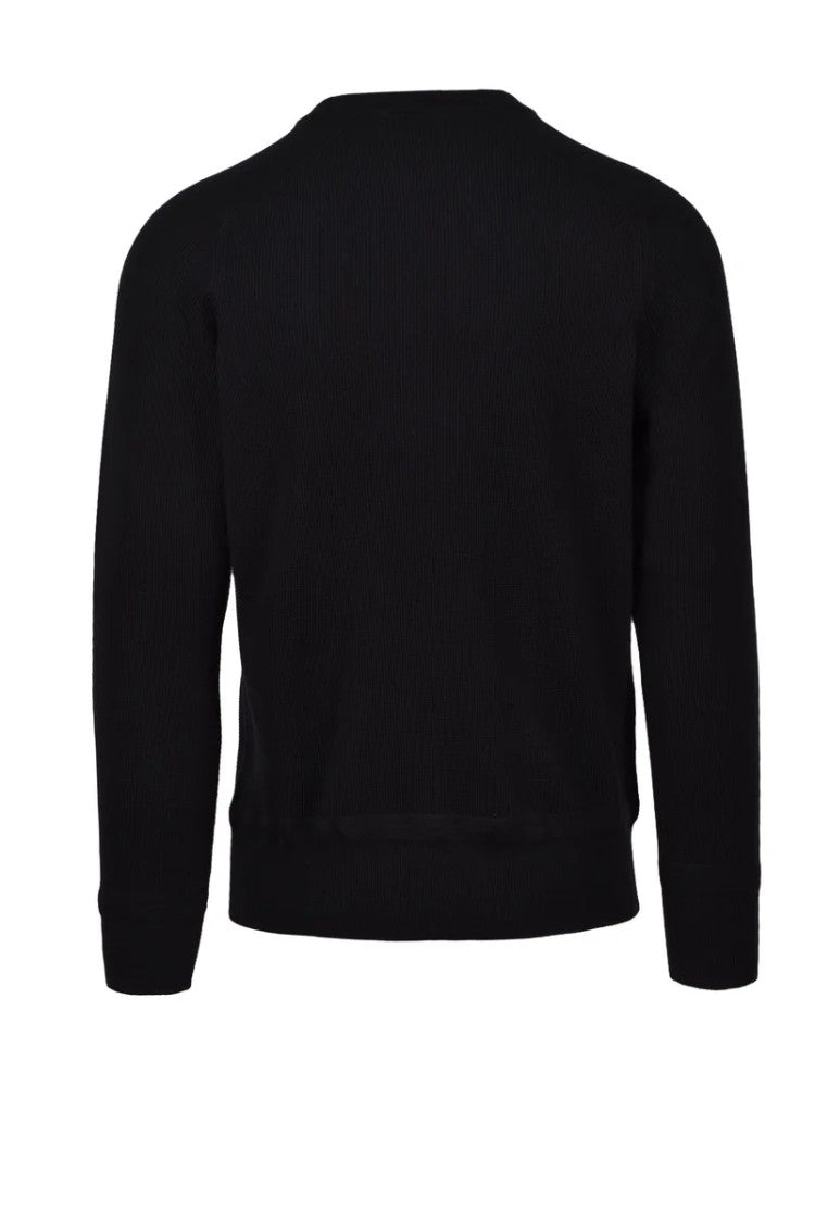 Baturo Ribbed Black Crew Neck Sweater