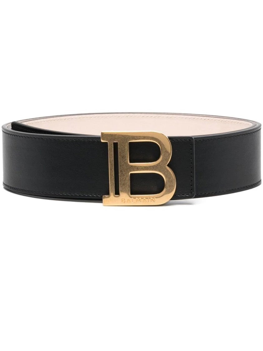 Balmain Black Leather Belt