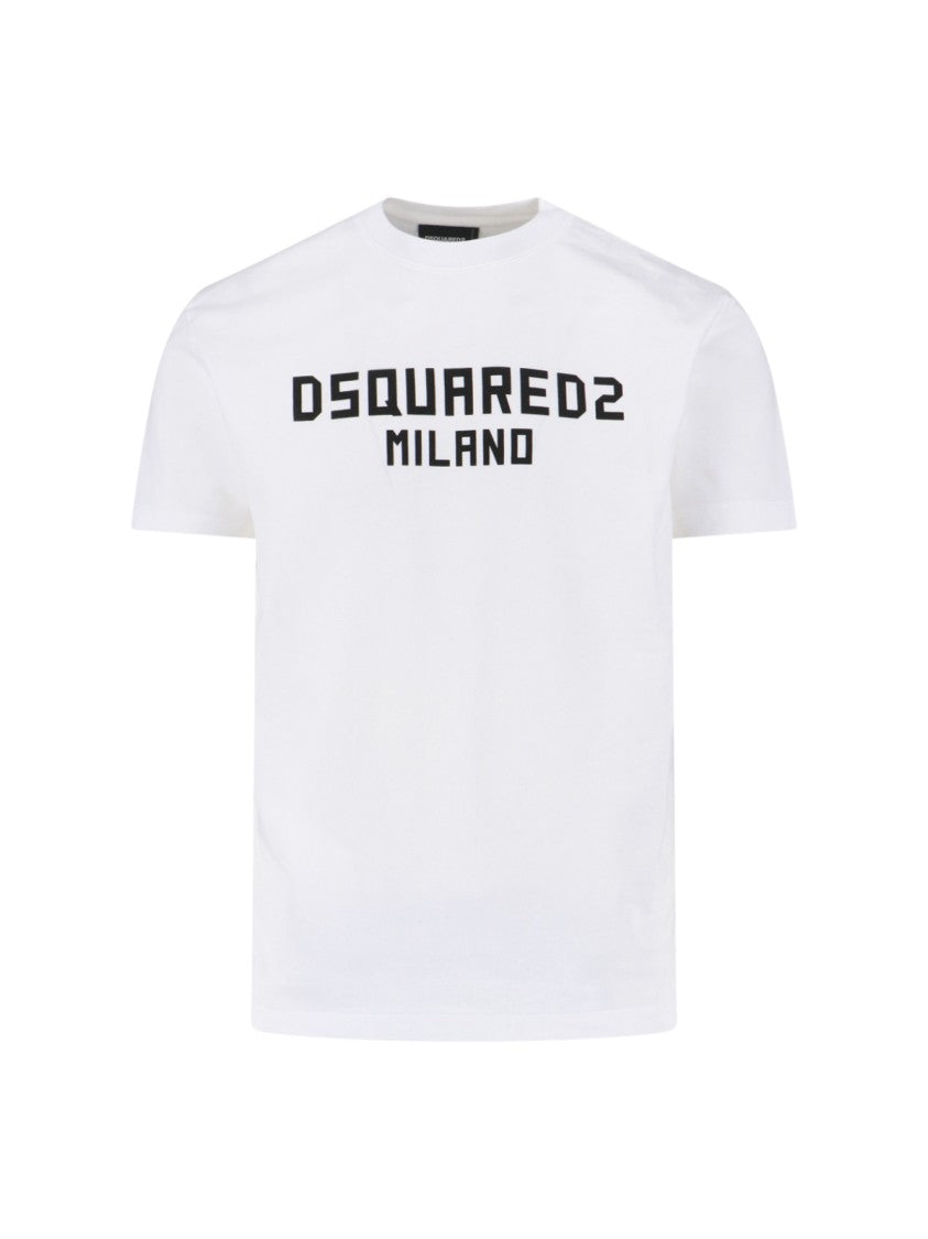 Dsquared2 Contrast Logo Cotton T-Shirt With Classic Crew Neckline