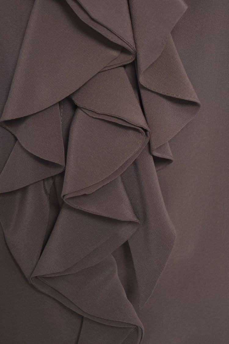 Himon's Fluid Soft Fabric Blouse With Ruffle Details