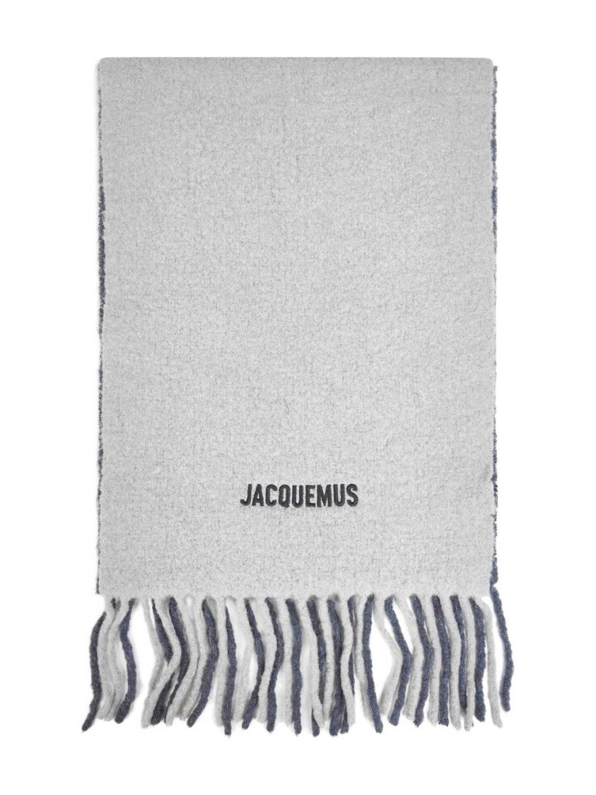 Jacquemus Reversible Silk And Nylon Scarf With Fringed Edges