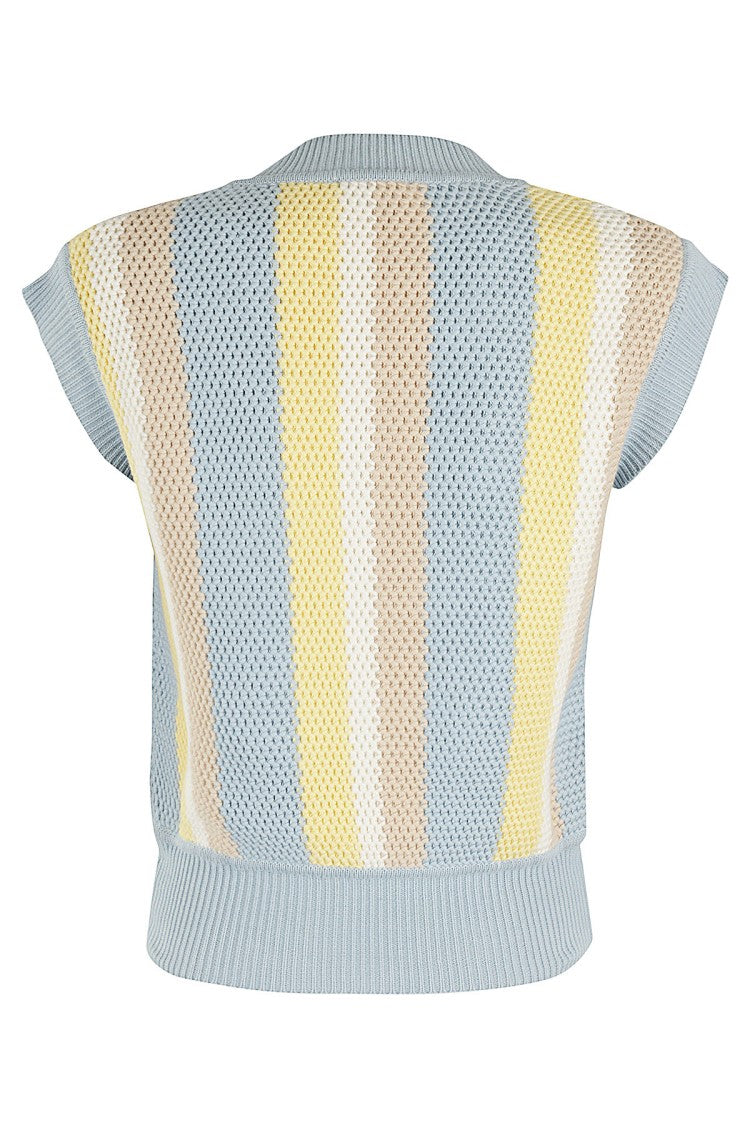 Autry Sleeveless Knitted Vest With Playful Striped Pattern
