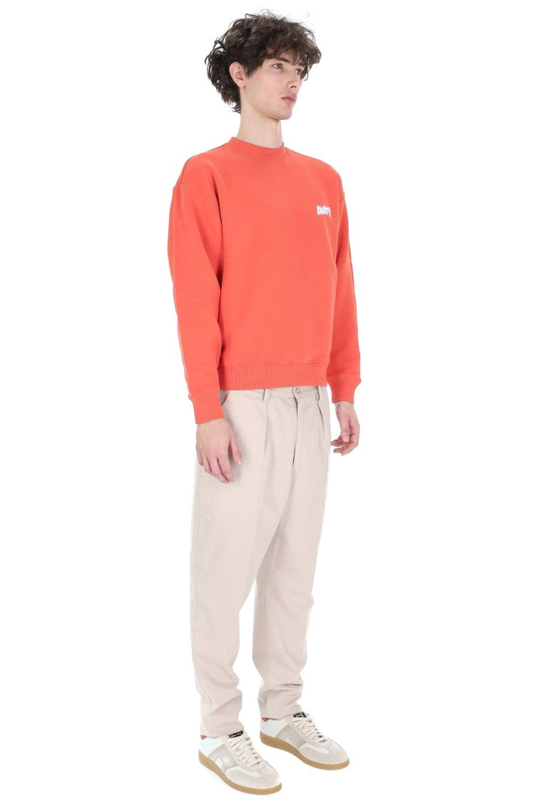 Autry Coral Red Central Logo Cotton Crewneck Sweatshirt