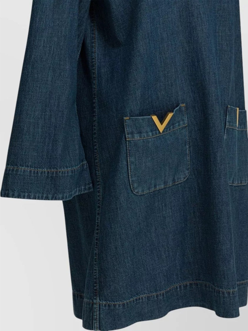 Valentino Indigo V-Notch Neckline Denim Tunic Dress