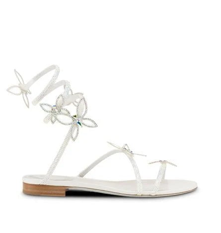 René Caovilla Butterfly Crystal Ivory Sandal
