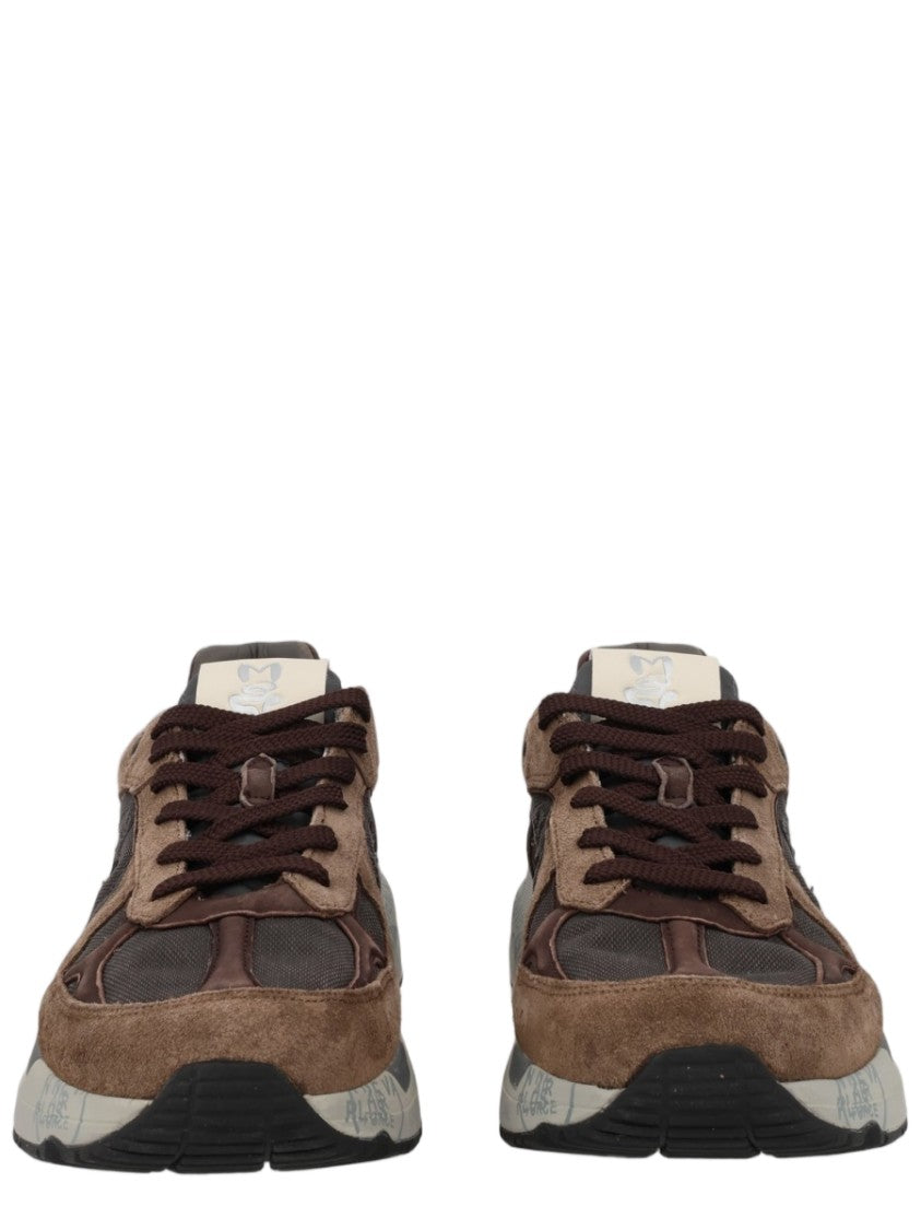 Premiata Grey Suede Fabric Panel Chunky Sneakers