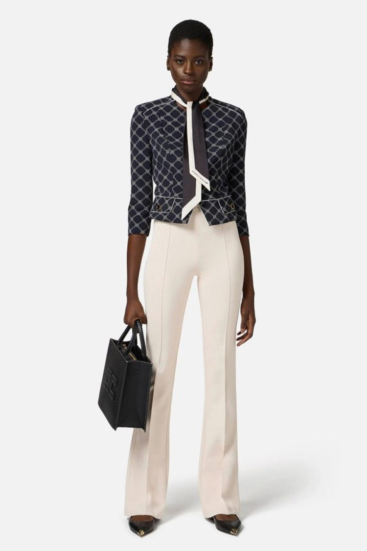 Elisabetta Franchi Polyester-Elastane Blend Flared Trousers