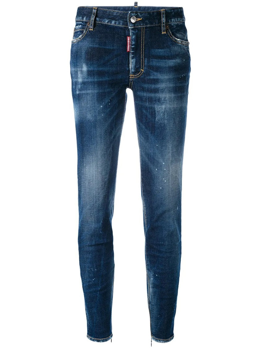 Dsquared2 Slim-Fit Medium Blue Splatter Denim Jeans