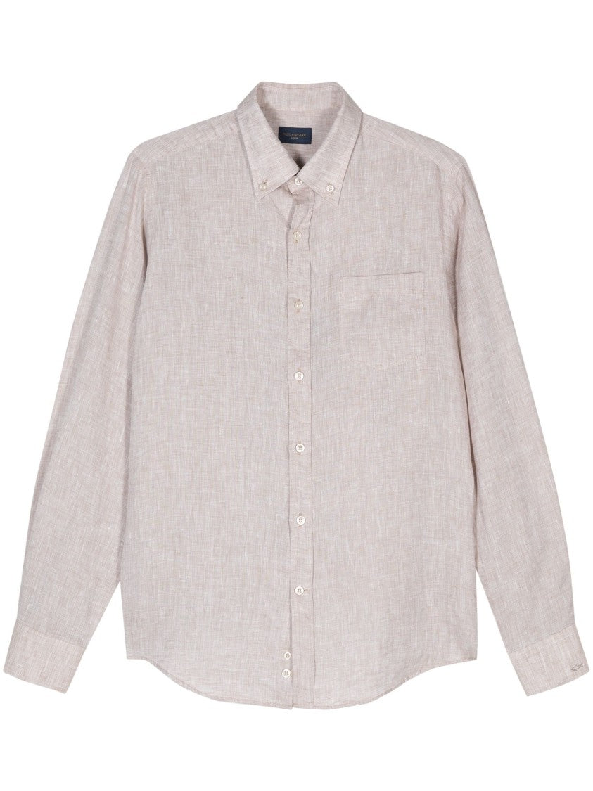 Paul & Shark Beige Long Sleeve Linen Shirt