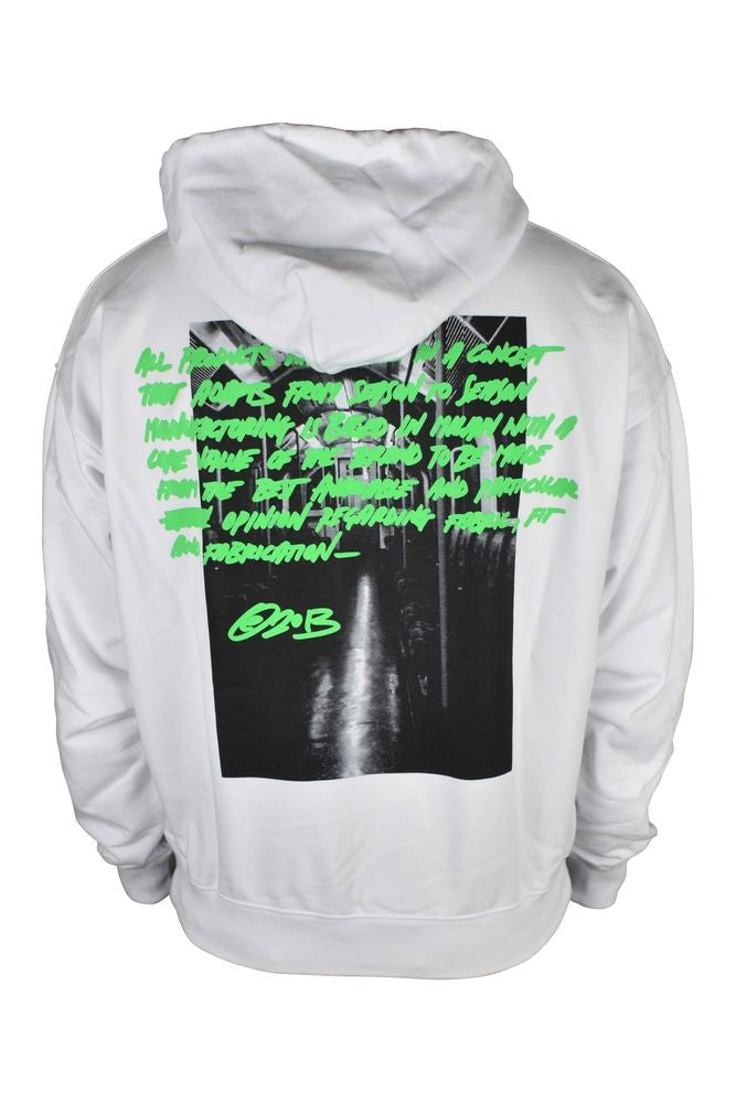 Off-White Oversized White Hoodie With Graphic Prints