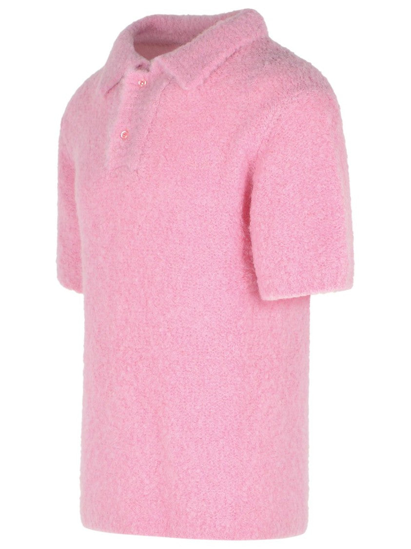 Erl Pink Alpaca Blend Polo Shirt
