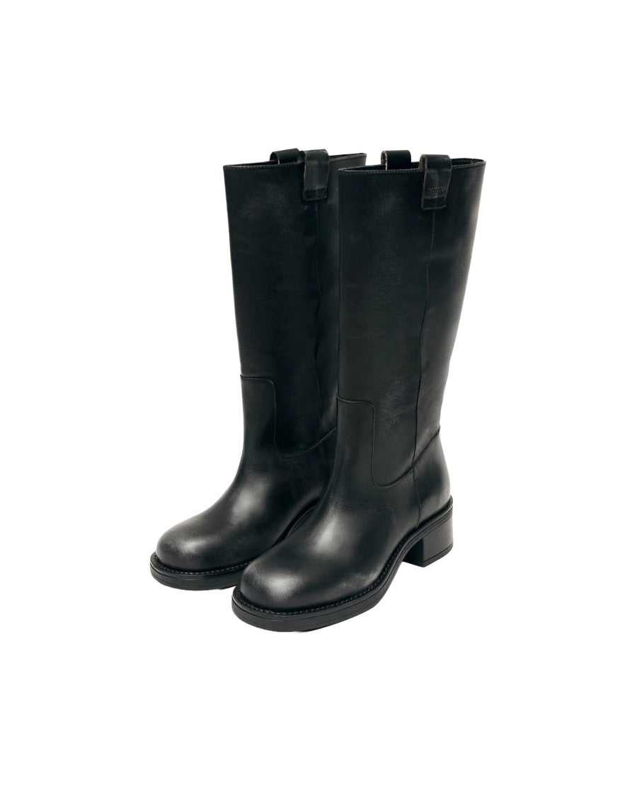 Alohas Equestrian-Inspired Structured Mid-Calf Leather Boots