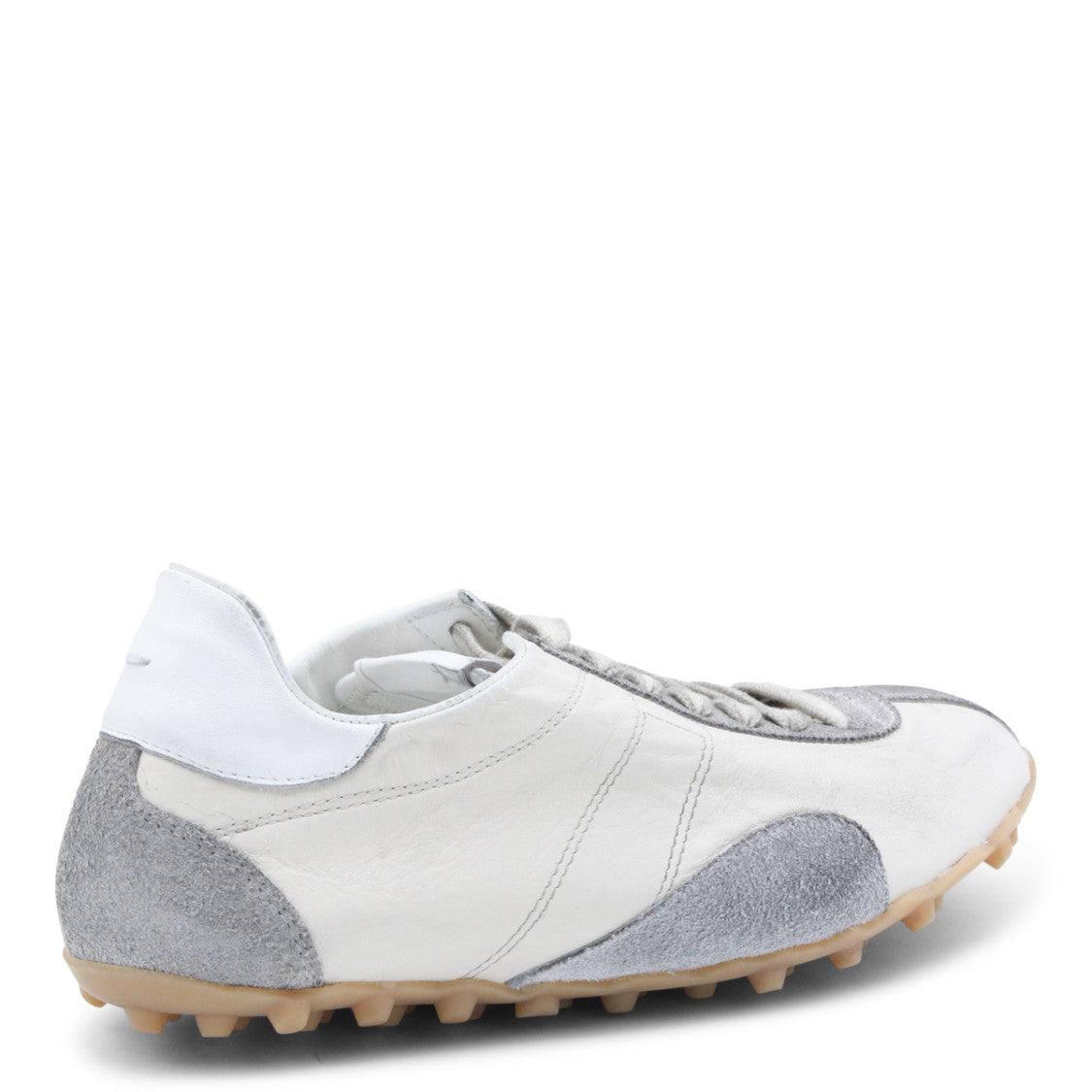 Maison Margiela Low-Top White Leather Sneakers With Central Stripe Detail