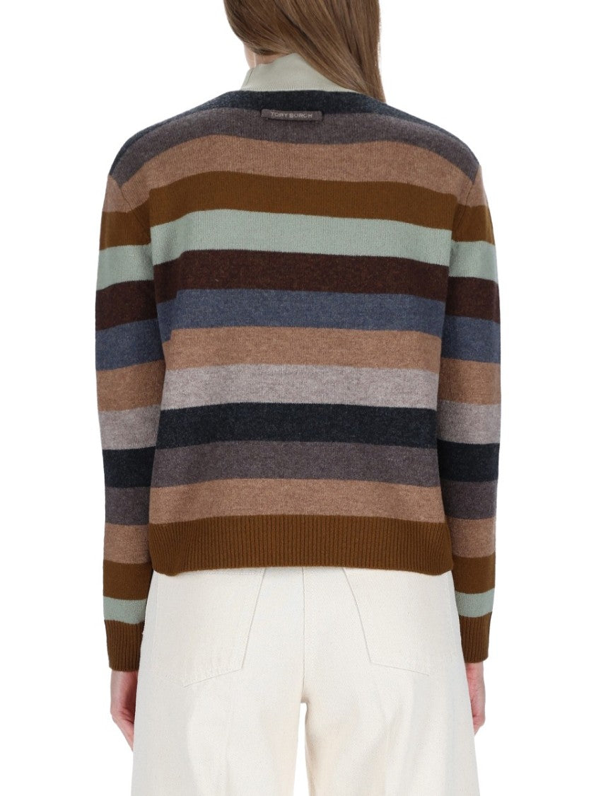 Tory Burch Striped Horizontal Merino Wool Sweater