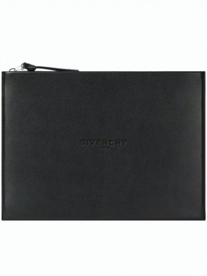 Givenchy Rectangular Calfskin Leather Clutch With Subtle Embossed Branding