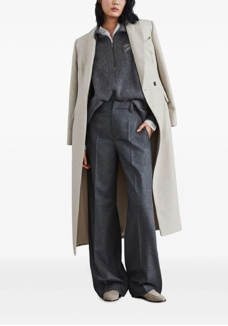 Brunello Cucinelli Wide-Leg Tailored Trousers With Front Pleats