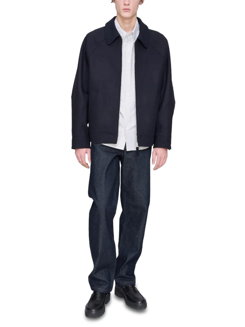 A.P.C. Rich Blue Wool Blend Structured Blouson Jacket