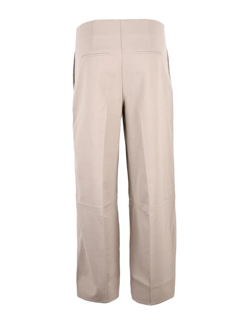 Seventy Beige Pleated High-Waisted Virgin Wool-Blend Wide-Leg Pants