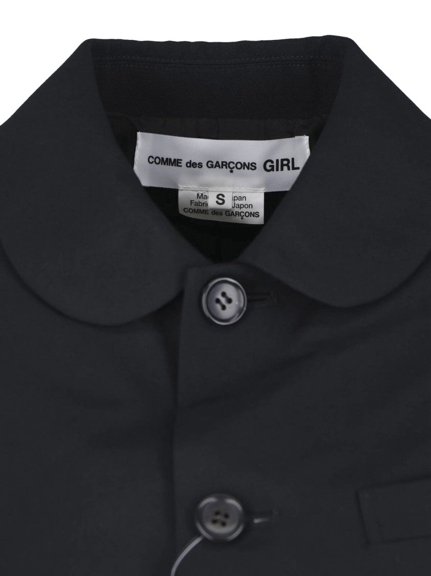 Comme Des Garçons Black Ruffled Trim Rounded Collar Jacket