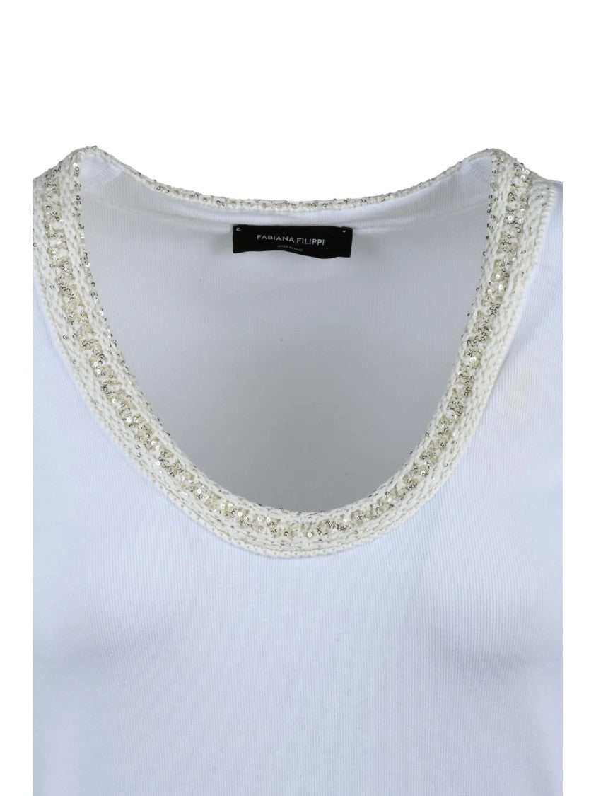 Fabiana Filippi White Women Cotton Elastane T-Shirt