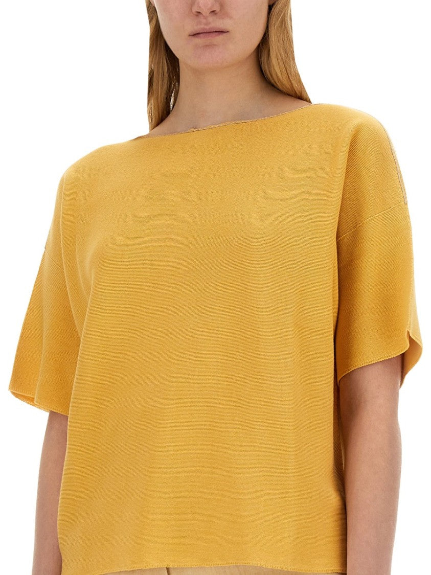 Fabiana Filippi Relaxed-Fit Cotton Top With Wide Neckline