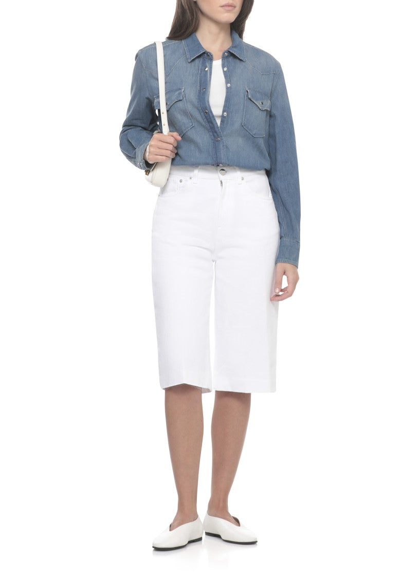 Dondup Blue Denim Button Pockets Shirt