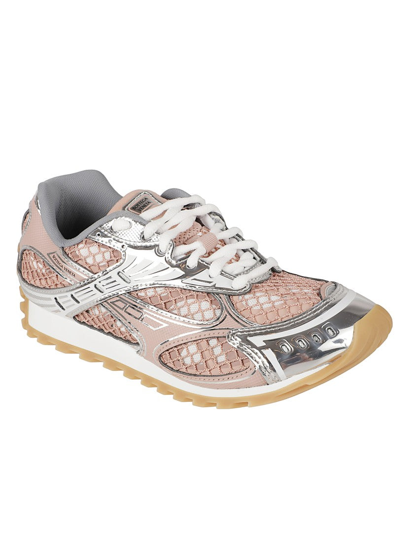 Bottega Veneta Pink Silver Textured Sneakers