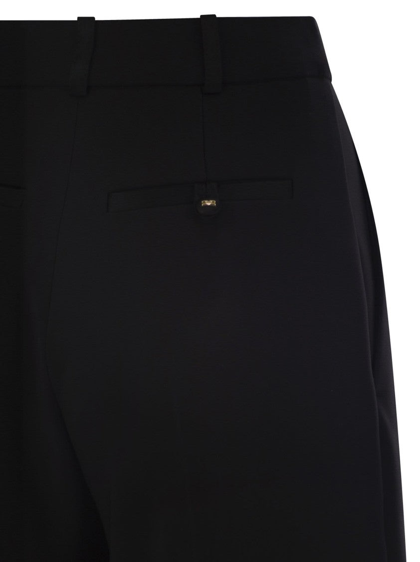 Elisabetta Franchi Crepe Trousers With Satin Details