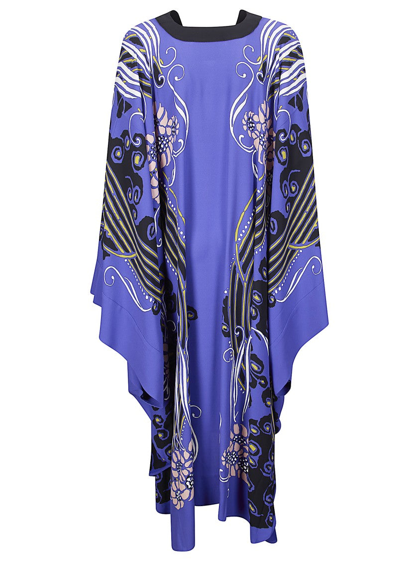 La Double J Floral Print Kaftan With Removable Belt And V-Neckline
