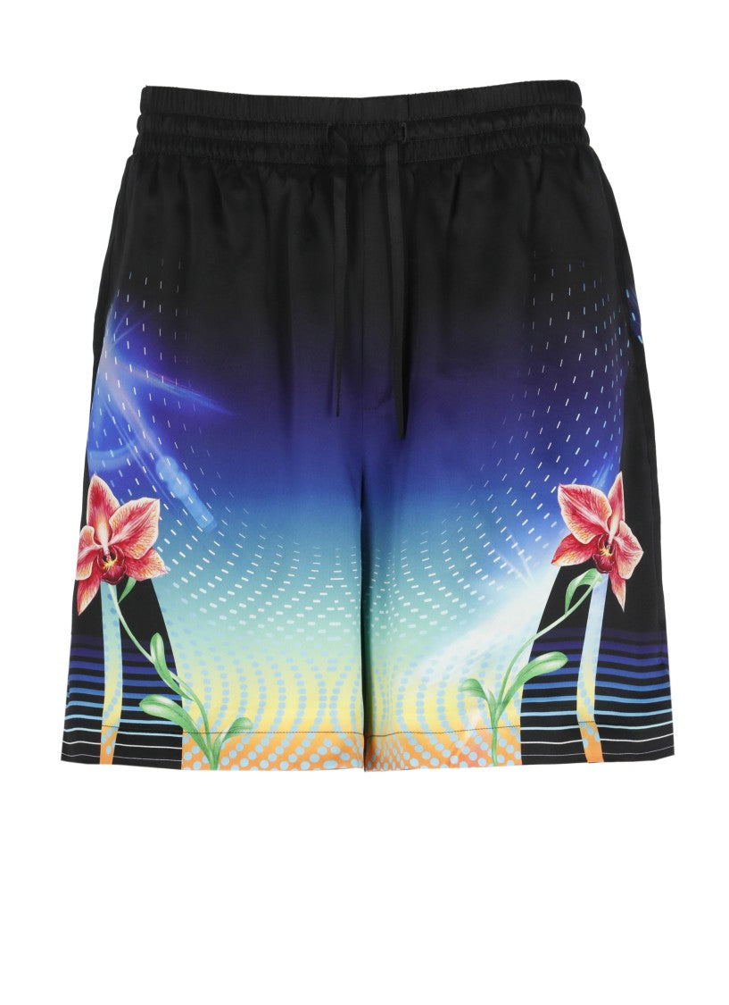 Casablanca Black Orchid Racer Silk Shorts