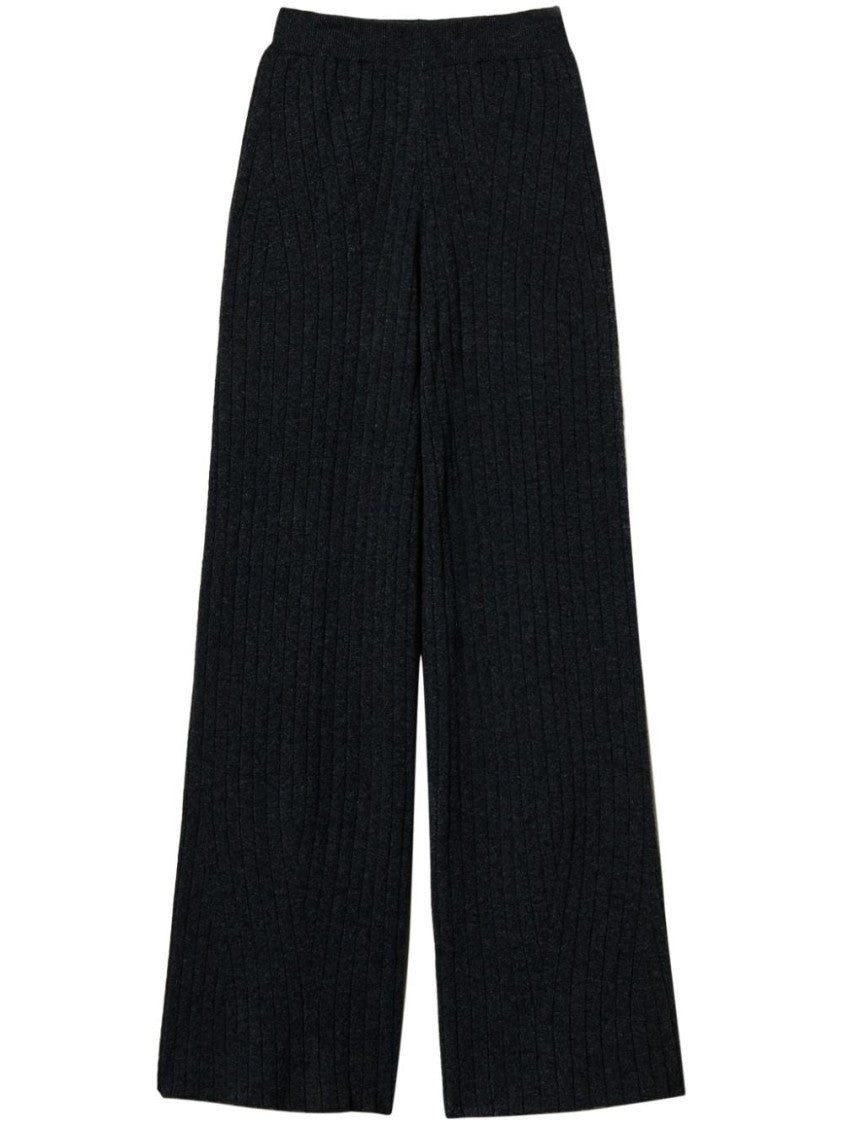 Twin-Set Wide-Leg Trousers With Textured Ribbed Pattern