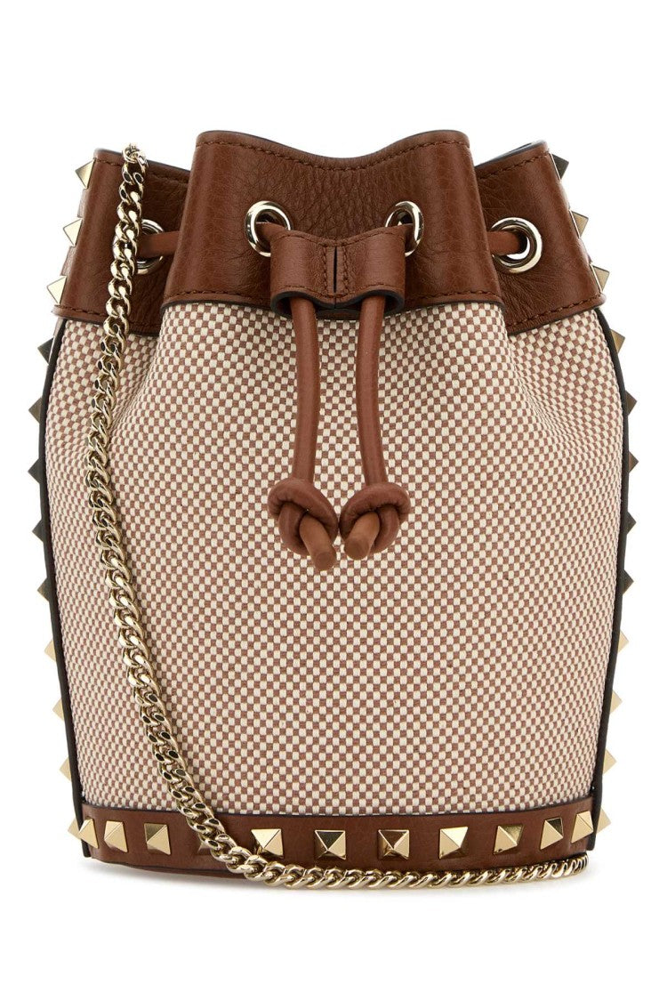 Valentino Garavani Two-Tone Canvas Rockstud Bucket Bag