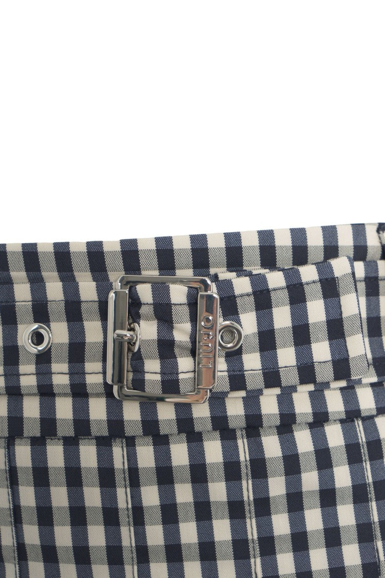 Liu Jo Check Pattern Pleated Miniskirt With Belt Loops