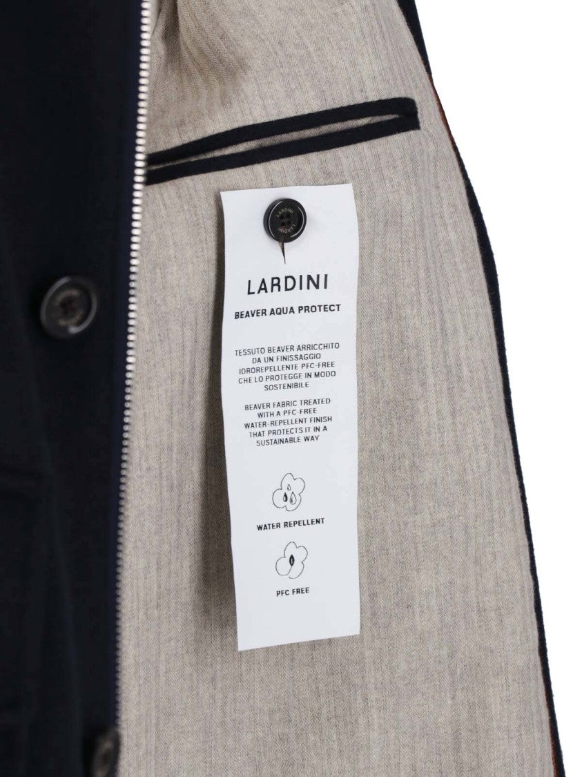 Lardini Blue Minimalist Structured Collar Concealed Placket Jacket