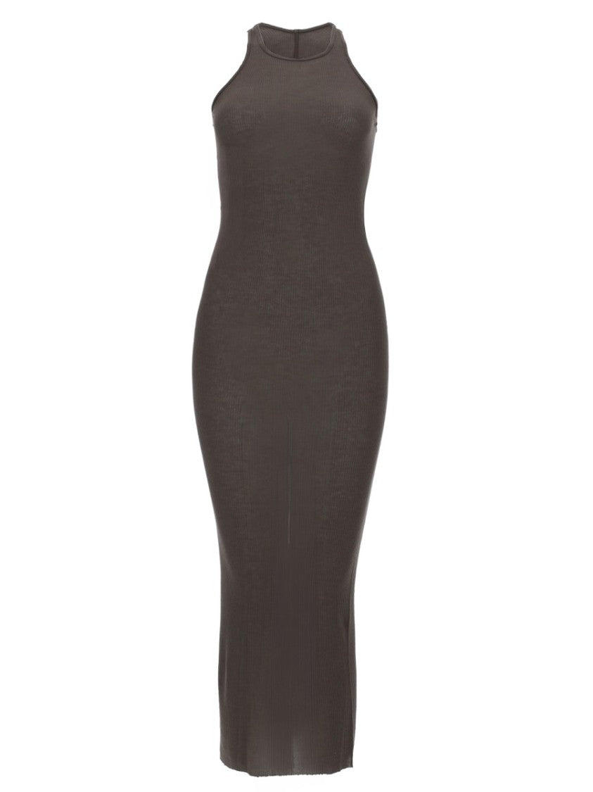 Rick Owens Brown Form-Fitting Viscose-Silk Midi Dress