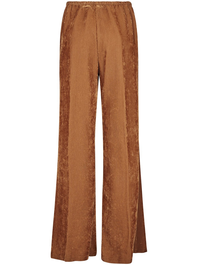 Forte Forte Fluid Ribbed Velvet Wide-Leg Trousers With Elasticated Waistband