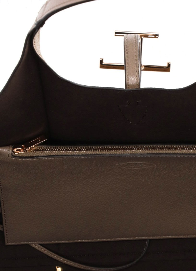 Tod's Medium Leather Tote Bag With Monogram Logo And Detachable Pochette