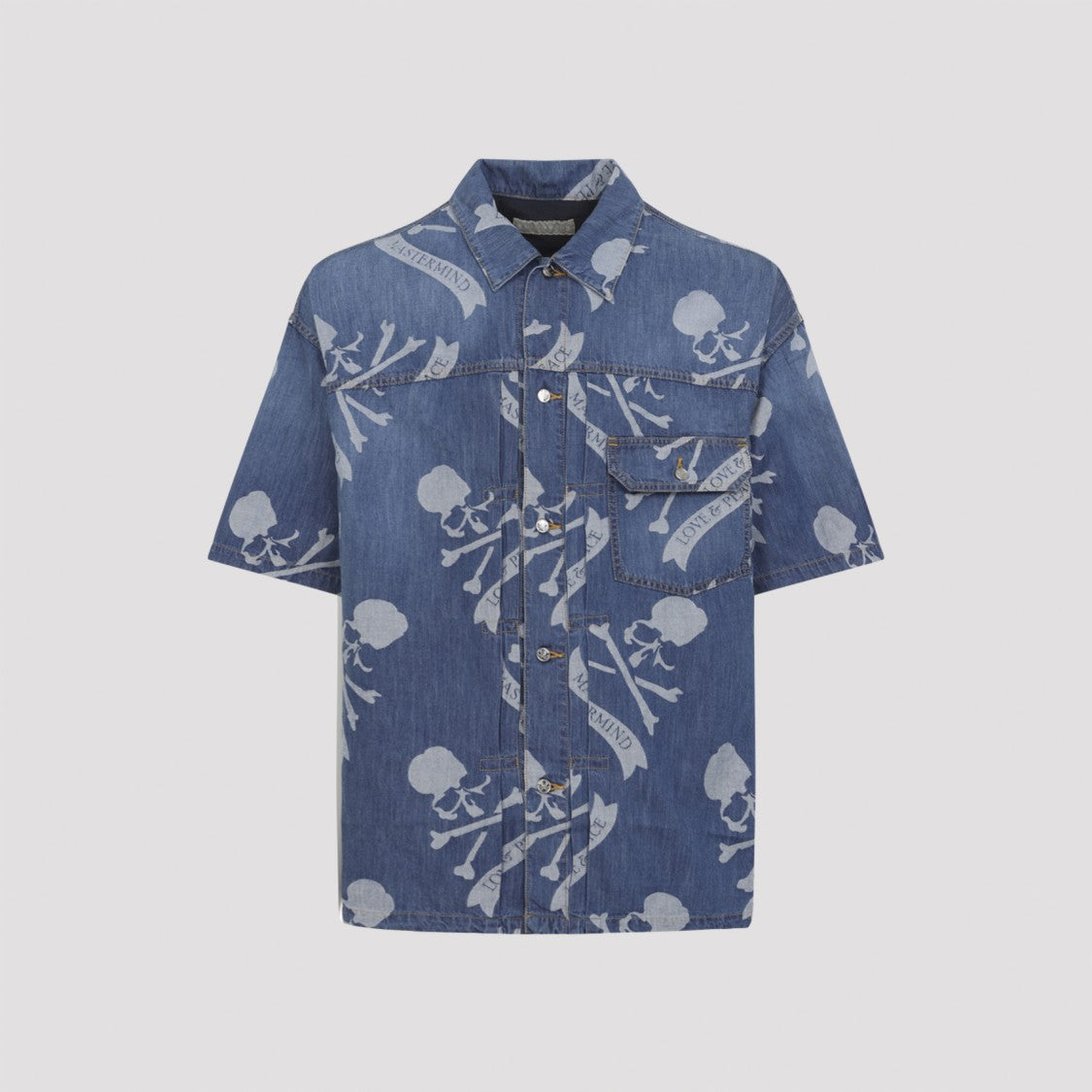 Mastermind Denim Shirt With Repeated Skull Pattern