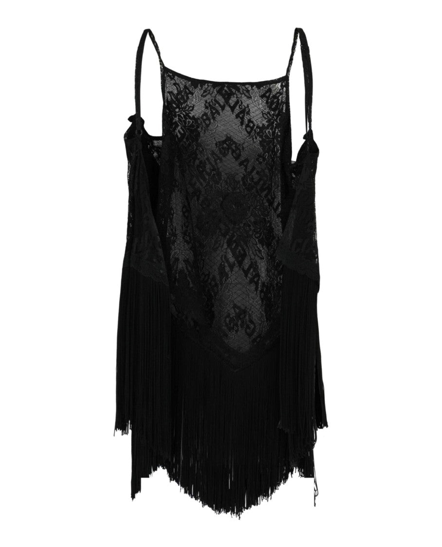 Balenciaga Scarf Fringe Top In Lace