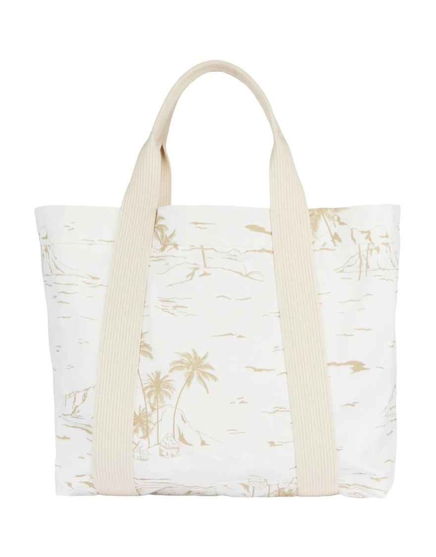 Fay Tropical Print Cotton Blend Tote Bag