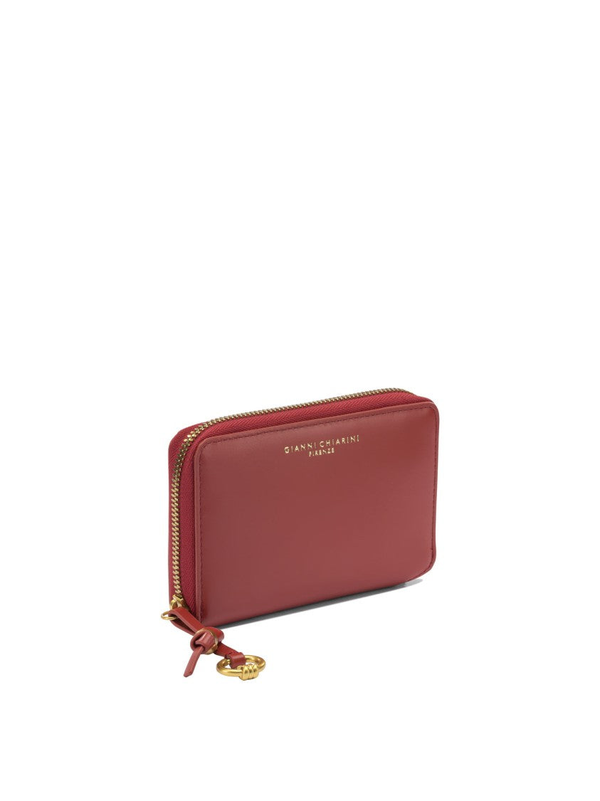 Gianni Chiarini Red Leather Wallet With Zip-Around Closure