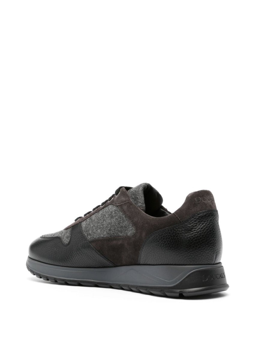 Doucal's Black/Anthracite Grey Panelled Sneakers