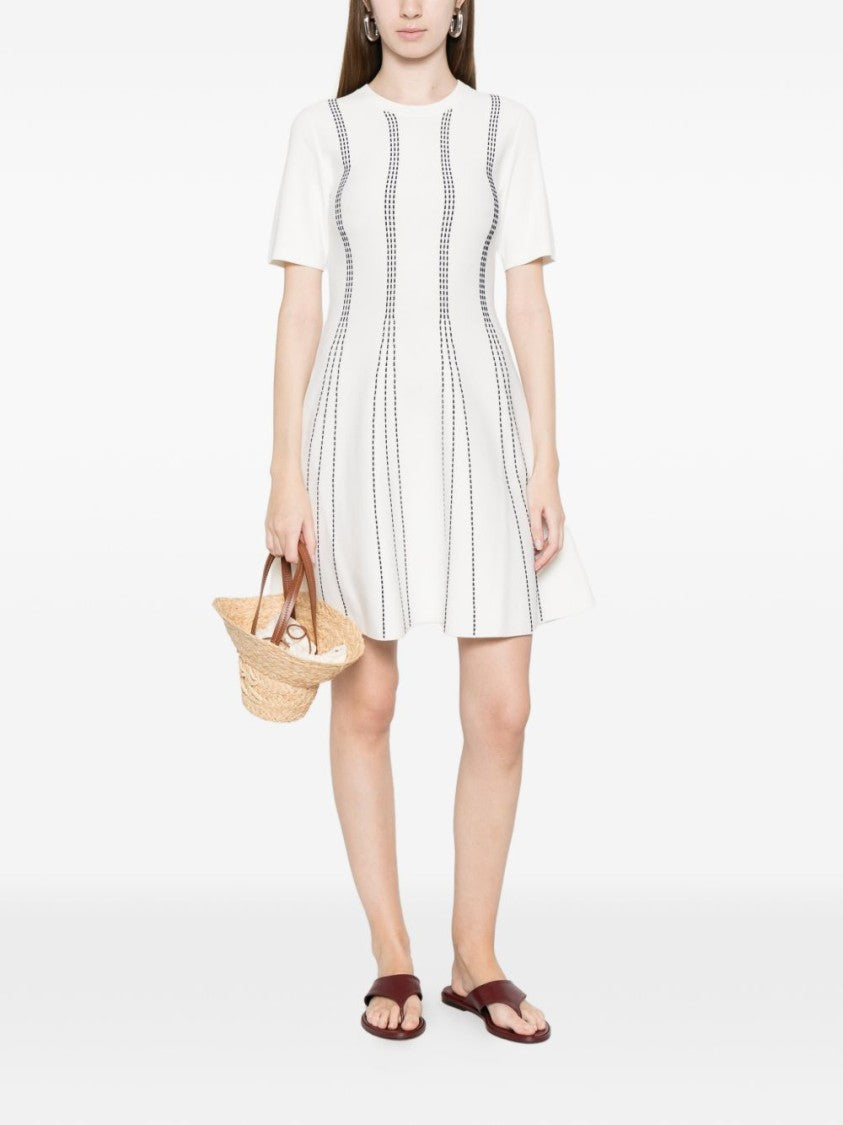 Liu Jo Flared Short-Sleeve Dotted Mini Dress