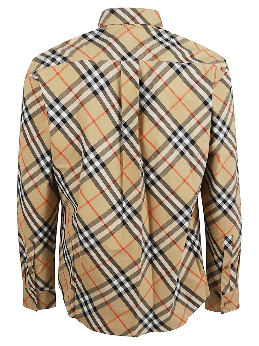 Burberry Plaid Button-Down Shirt With Long Sleeves