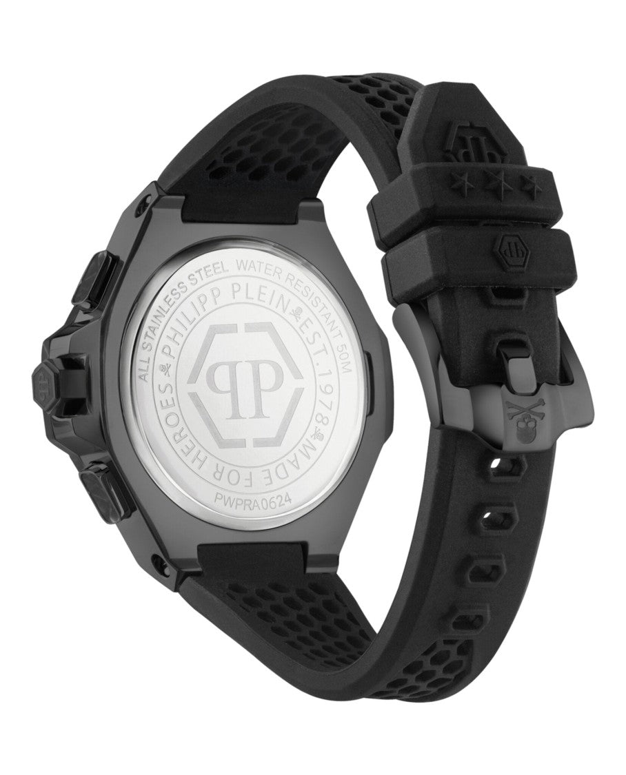 Philipp Plein Chronograph-Detail Black Silicone Watch With Textured Dial